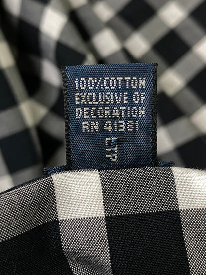 【中古品】【メンズ】 POLO RALPH LAUREN ポロ・ラルフローレン CLASSIC FIT GINGHAM CHECK BD SS SHIRT 半袖 シャツ トップス 146-260721-zi-05-min サイズ：L カラー：ブラック/ホワイト 万代Net店