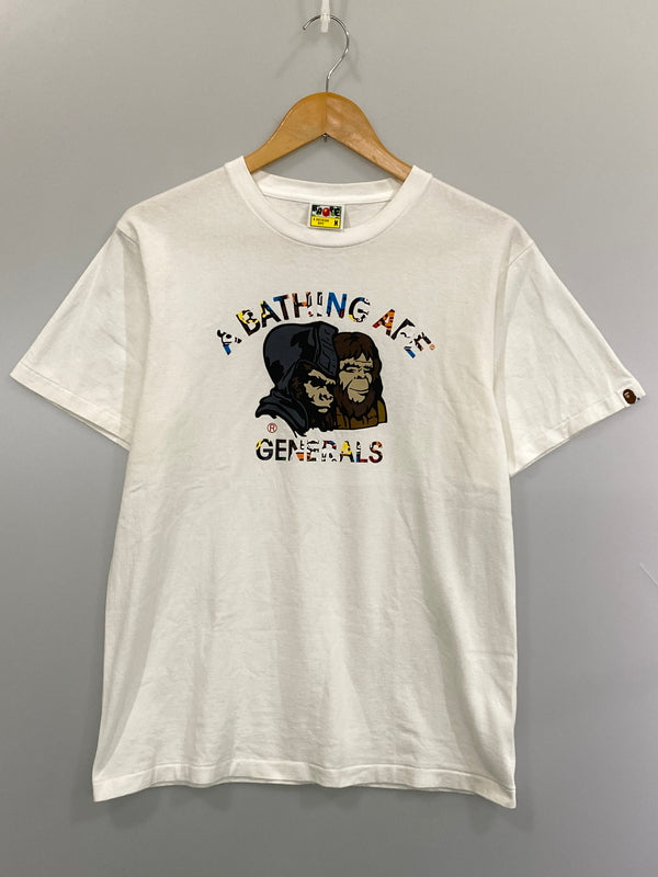 【中古品】【メンズ】 A BATHING APE アベイシングエイプ APE GENERALS PRINT TEE ジェネラル プリントT 半袖Tシャツ 半袖TEE 142-260815-ta-26-min サイズ：M カラー：ホワイト 万代Net店