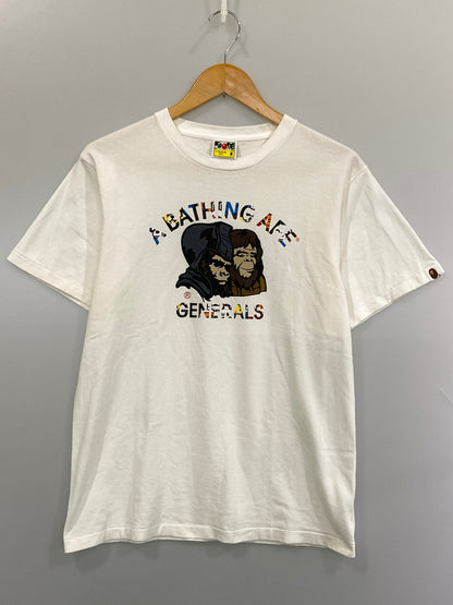 【中古品】【メンズ】 A BATHING APE アベイシングエイプ APE GENERALS PRINT TEE ジェネラル プリントT 半袖Tシャツ 半袖TEE 142-260815-ta-26-min サイズ：M カラー：ホワイト 万代Net店