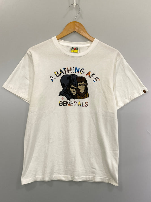 【中古品】【メンズ】 A BATHING APE アベイシングエイプ APE GENERALS PRINT TEE ジェネラル プリントT 半袖Tシャツ 半袖TEE 142-260815-ta-26-min サイズ：M カラー：ホワイト 万代Net店