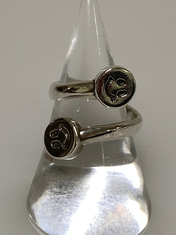 【中古品】【レディース】 BILL WALL LEATHER ビルウォールレザー DOUBLE HAPPY FACE TWISTY FREE RING ダブル ハッピー フェイス ツイスティ フリー リング 指輪 925 192-260723-em-24-min カラー：シルバー 万代Net店