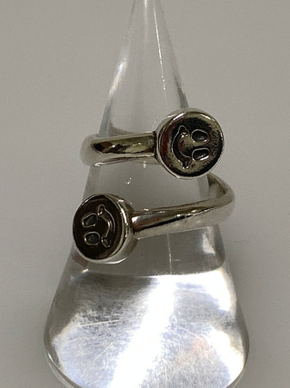 【中古品】【レディース】 BILL WALL LEATHER ビルウォールレザー DOUBLE HAPPY FACE TWISTY FREE RING ダブル ハッピー フェイス ツイスティ フリー リング 指輪 925 192-260723-em-24-min カラー：シルバー 万代Net店