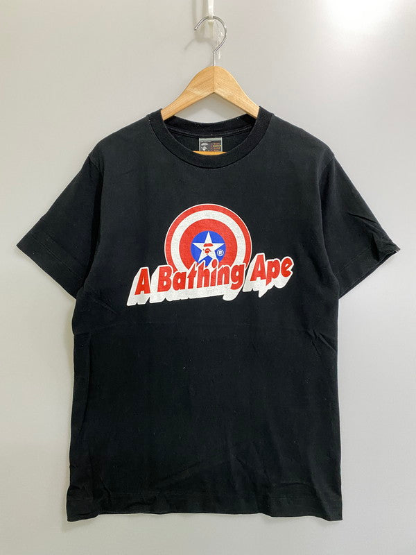【中古品】【メンズ】 A BATHING APE アベイシングエイプ 90'S CAPTAIN LOGO TEE Tシャツ トップス 142-260721-zi-13-min サイズ：M カラー：ブラック 万代Net店