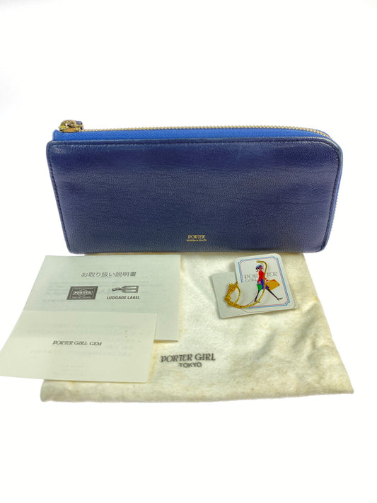 【中古品】【レディース】 PORTER GIRL GEM ポーター ガール ジェム LONG WALLET ロング ウォレット 長財布 財布 201-260723-jt-10-min カラー：ネイビー 万代Net店