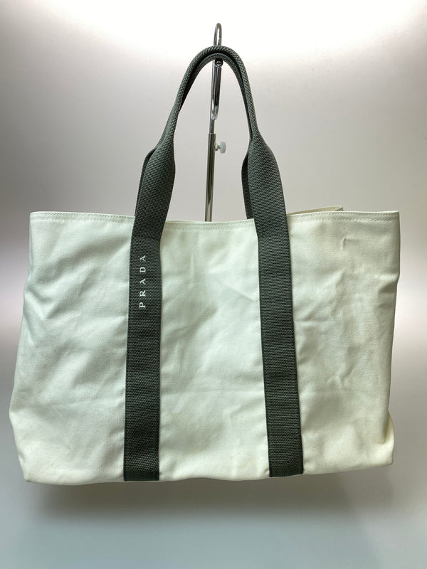 【現状渡し品】 PRADA SPORT プラダ スポーツ CANVAS TOTE BAG キャンバス トートバッグ ART.4VA367 カバン バッグ 180-260728-hu-37-min カラー：ホワイト/グレー 万代Net店