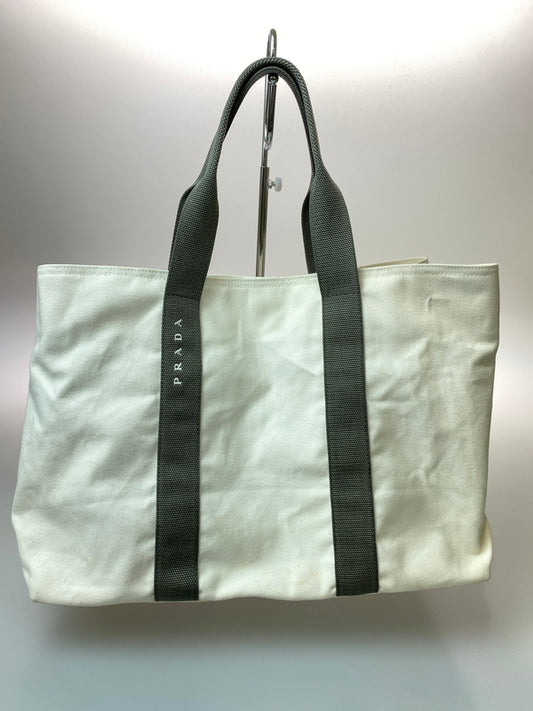 【現状渡し品】 PRADA SPORT プラダ スポーツ CANVAS TOTE BAG キャンバス トートバッグ ART.4VA367 カバン バッグ 180-260728-hu-37-min カラー：ホワイト/グレー 万代Net店