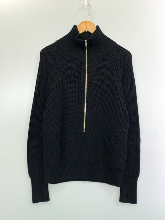 【中古品】【メンズ】 BATONER バトナー × L'ECHOPPE レショップ 23AW HALF ZIP FICSHERMAN KNIT BN-23FM-082 23年秋冬 ハーフジップ フィッシャーマン ニット トップス 140-260723-jt-27-min サイズ：M カラー：ブラック 万代Net店