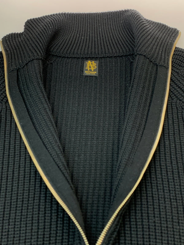 【中古品】【メンズ】 BATONER バトナー × L'ECHOPPE レショップ 23AW HALF ZIP FICSHERMAN KNIT BN-23FM-082 23年秋冬 ハーフジップ フィッシャーマン ニット トップス 140-260723-jt-27-min サイズ：M カラー：ブラック 万代Net店