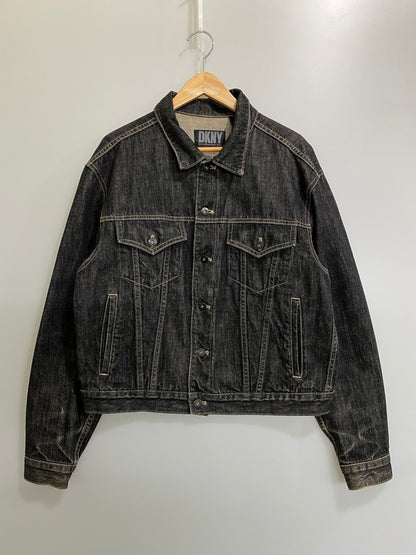 【中古品】【メンズ】 DKNY NEW YORK ダナキャランニューヨーク マカオ製 DENIM JACKET デニム ジャケット 146-260721-zi-19-min サイズ：M カラー：ブラック 万代Net店