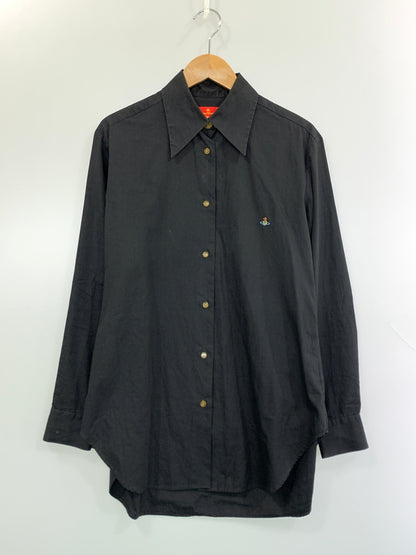 【中古品】【メンズ】 VIVIENNE WESTWOOD RED LABEL ヴィヴィアンウエストウッド レッドレーベル オリゾンティ期 ORB LOGO SHIRT オーブ ロゴ シャツ トップス 141-260723-jt-24-min サイズ：3 カラー：ブラック 万代Net店
