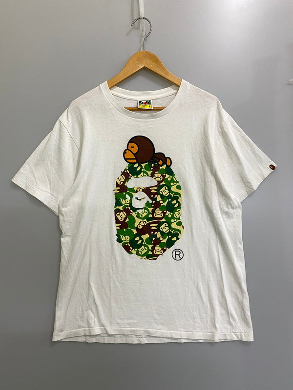 【現状渡し品】【メンズ】 A BATHING APE アベイシングエイプ MILO PRINT TEE マイロ プリント Tシャツ 142-260721-zi-25-min サイズ：M カラー：ホワイト 万代Net店