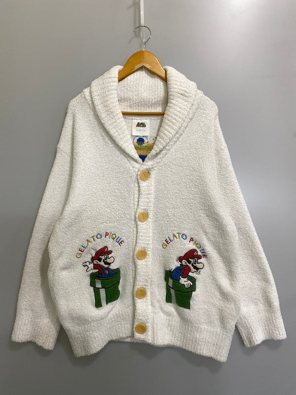 【現状渡し品】【メンズ】 GELATO PIQUE ジェラートピケ PUNT241043 ×SUPER MARIO CARDIGAN スーパーマリオ カーディガン 141-260721-zi-23-min サイズ：M-L カラー：ホワイト 万代Net店