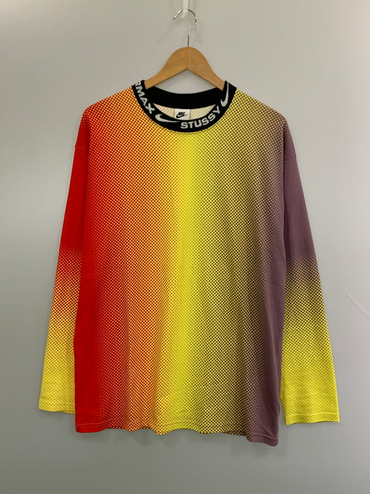 【中古品】【メンズ】 NIKE×STUSSY ナイキ ステューシー GRADATION L S CUT AND SEW グラデーション ロングスリーブ カットソー 長袖 Tシャツ 142-260724-hu-09-min サイズ：S カラー：レッド/イエロー/パープル 万代Net店