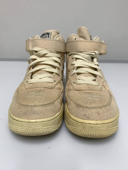 【中古品】【メンズ】 STUSSY ステューシー × NIKE ナイキ AIR FORCE 1 MID DJ7841-200 エアフォース1 ミッド メンズ スニーカー 靴 シューズ 160-260723-em-12-min サイズ：27.0cm カラー：FOSSIL STONE 万代Net店