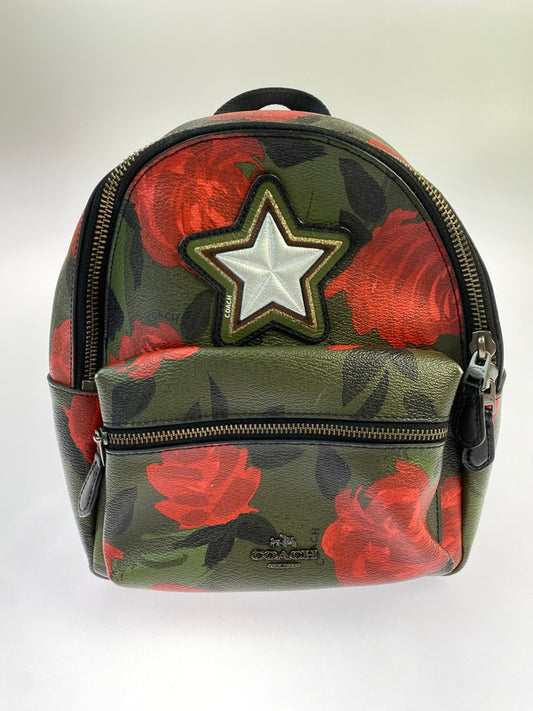 【中古品】【レディース】 COACH COACH F25869 カモ ローズ ミニ チャーリー バックパック ミニリュック カバン 188-260723-jt-17-min カラー：グリーン系 万代Net店