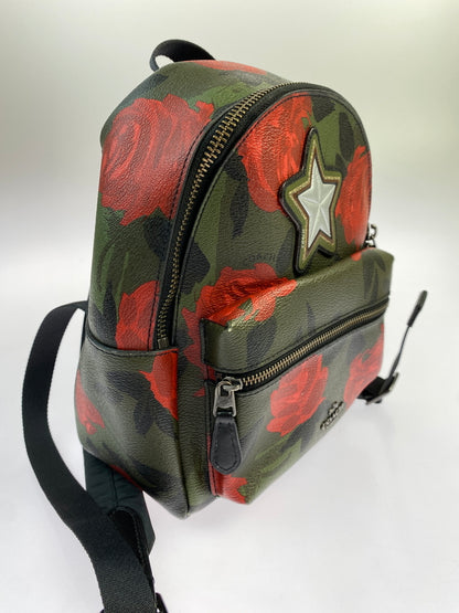 【中古品】【レディース】 COACH COACH F25869 カモ ローズ ミニ チャーリー バックパック ミニリュック カバン 188-260723-jt-17-min カラー：グリーン系 万代Net店