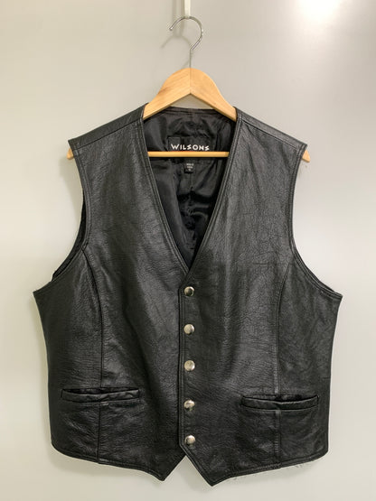 【中古品】【メンズ】 WILSONS ウィルソンズ THE LEATHER EXPERTS LEATHER VEST ザ レザー エキスパート レザー ベスト メンズ トップス 146-260723-em-28-min サイズ：XL カラー：ブラック 万代Net店