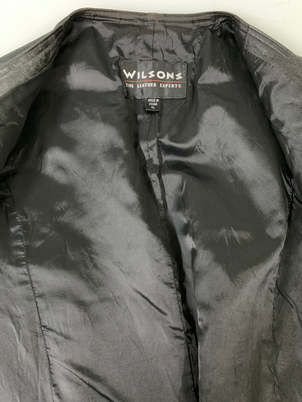 【中古品】【メンズ】 WILSONS ウィルソンズ THE LEATHER EXPERTS LEATHER VEST ザ レザー エキスパート レザー ベスト メンズ トップス 146-260723-em-28-min サイズ：XL カラー：ブラック 万代Net店
