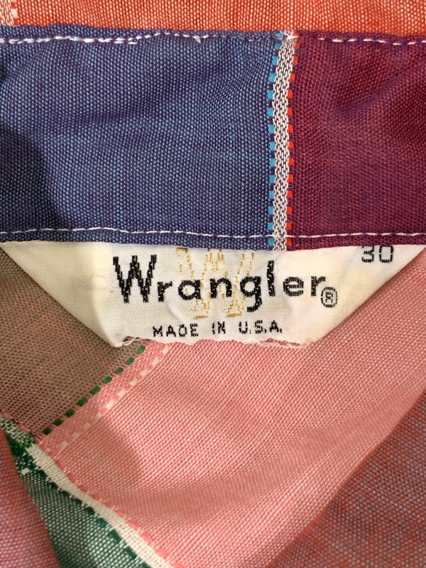 【中古品】【メンズ】 WRANGLER ラングラー パッチワークシャツ USA製 70S アメリカ製 70年代 長袖シャツ メンズ トップス 146-260723-em-26-min サイズ：30 カラー：マルチカラー 万代Net店