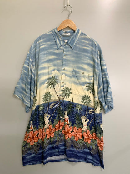 【中古品】【メンズ】 PIERRE CARDIN ピエールカルダン RAYON SS ALOHA SHIRT 韓国製 レーヨン ショートスリーブ アロハシャツ 半袖シャツ メンズ トップス 146-260723-em-29-min サイズ：XL カラー：ブルー系 万代Net店