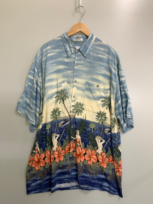 【中古品】【メンズ】 PIERRE CARDIN ピエールカルダン RAYON SS ALOHA SHIRT 韓国製 レーヨン ショートスリーブ アロハシャツ 半袖シャツ メンズ トップス 146-260723-em-29-min サイズ：XL カラー：ブルー系 万代Net店