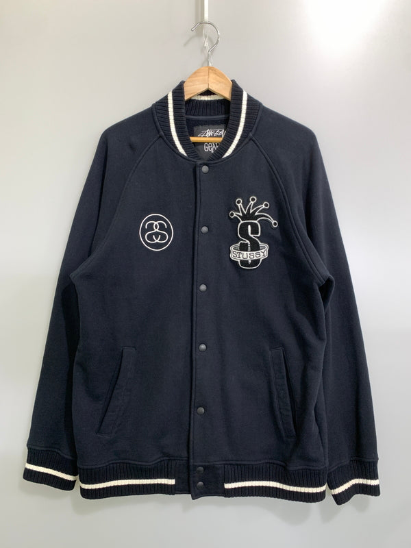 【中古品】【メンズ】 STUSSY ステューシー 00S STADIUM JACKET 00年代 スタジアム ジャケット アウター スタジャン 142-260728-hu-06-min サイズ：L カラー：ブラック 万代Net店
