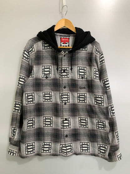 【中古品】【メンズ】 SUPREME シュプリーム HOODED SHADOW PLAID SHIRT フーデッド シャドウ プレイド シャツ トップス 長袖 ロングスリーブ 149-260728-hu-11-min サイズ：L カラー：グレー/ブラック/ホワイト（チェック柄） 万代Net店