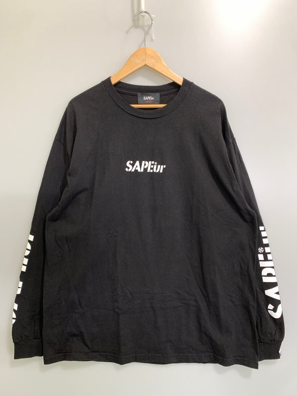 【中古品】【メンズ】 SAPEUR サプール LOGO LS TEE ロゴ ロングスリーブ ティー 長袖 Tシャツ 142-260728-hu-21-min サイズ：XL カラー：ブラック 万代Net店