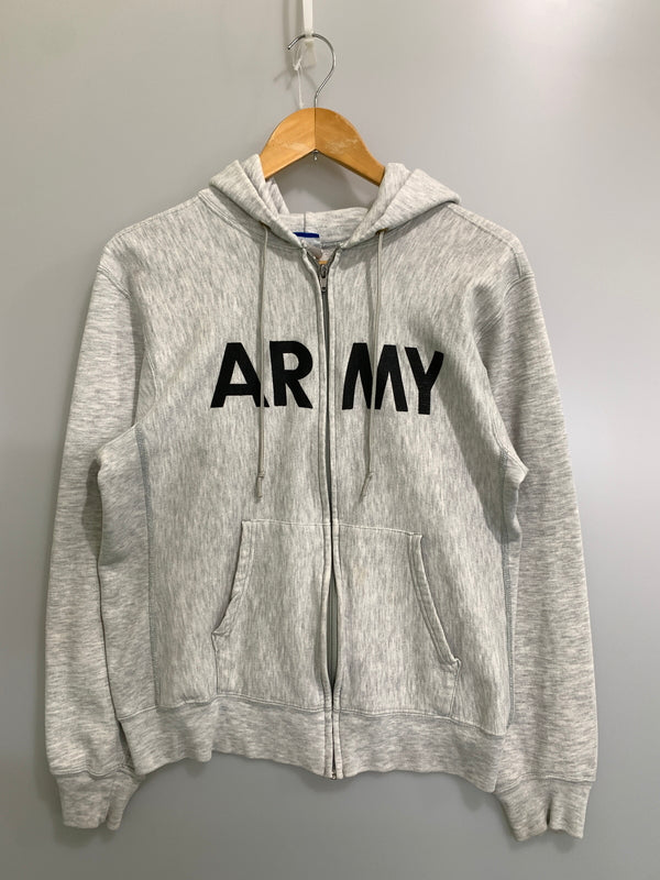 【中古品】【メンズ】 CHAMPION チャンピオン 90S ARMY LOGO ZIP UP PARKA 90年代 アーミー ロゴ ジップ アップ パーカー 長袖 フーディ 146-260728-hu-33-min サイズ：M カラー：ライトグレー系 万代Net店