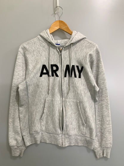 【中古品】【メンズ】 CHAMPION チャンピオン 90S ARMY LOGO ZIP UP PARKA 90年代 アーミー ロゴ ジップ アップ パーカー 長袖 フーディ 146-260728-hu-33-min サイズ：M カラー：ライトグレー系 万代Net店