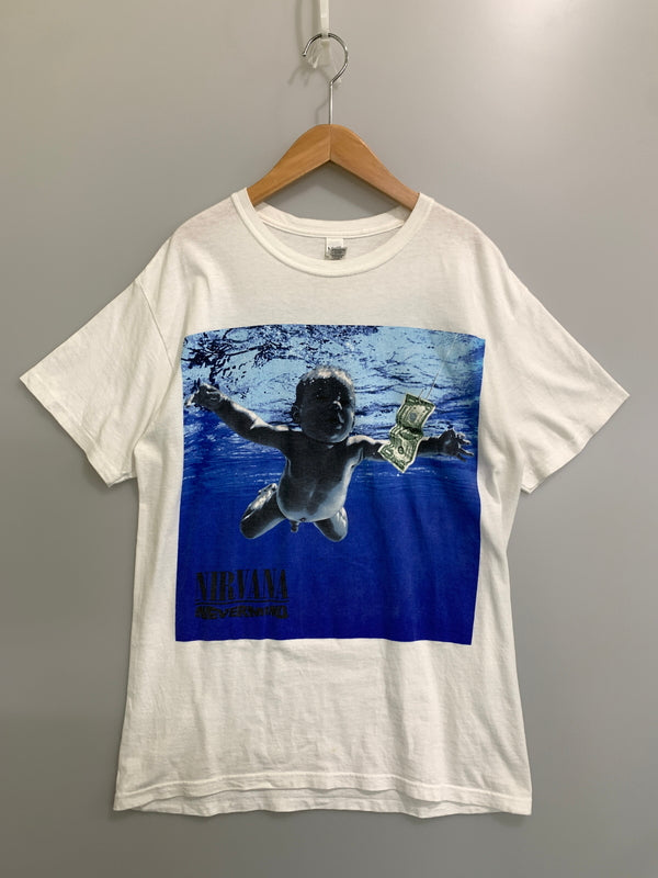【中古品】【メンズ】 M＆O GOLD エムアンドオー ゴールド NIRVANA NEVERMIND SS TEE ニルヴァーナ ネバーマインド ショートスリーブ ティー 半袖 Tシャツ 146-260728-hu-27-min サイズ：M カラー：ホワイト 万代Net店