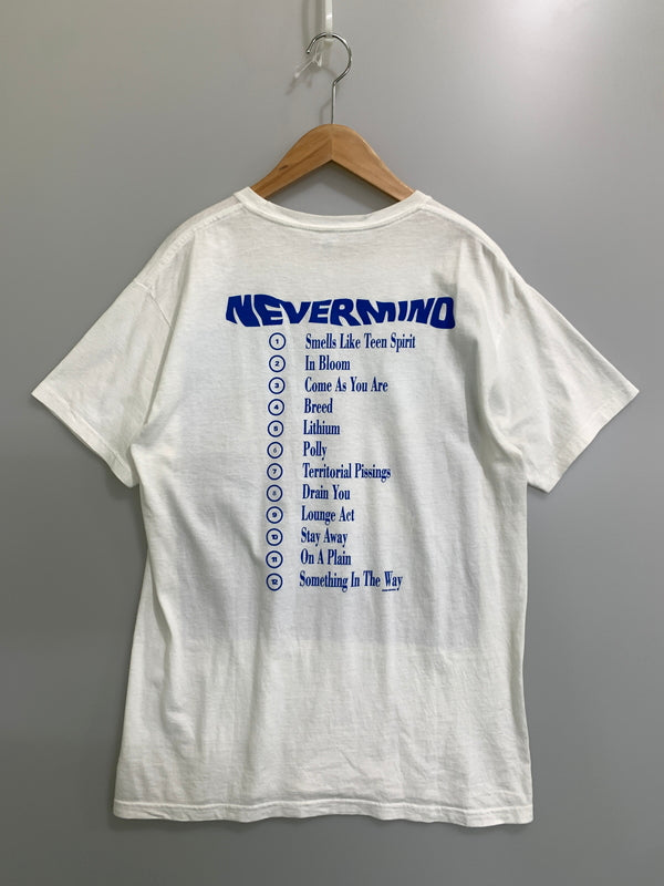 【中古品】【メンズ】 M＆O GOLD エムアンドオー ゴールド NIRVANA NEVERMIND SS TEE ニルヴァーナ ネバーマインド ショートスリーブ ティー 半袖 Tシャツ 146-260728-hu-27-min サイズ：M カラー：ホワイト 万代Net店