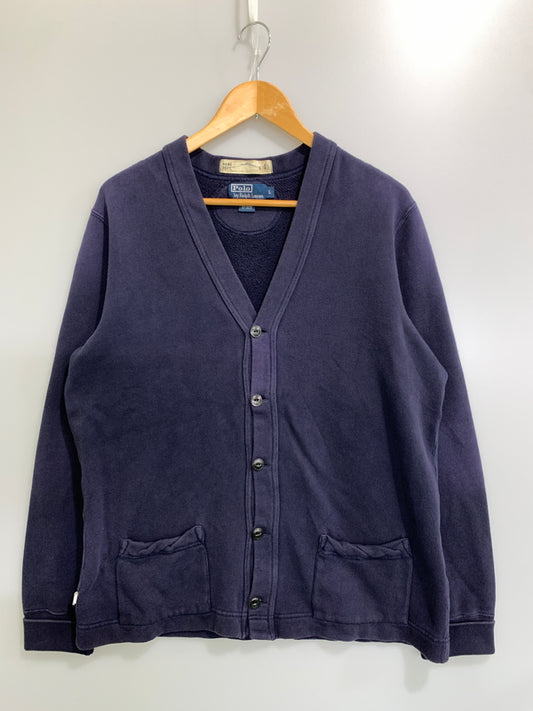 【中古品】【メンズ】 POLO RALPH LAUREN ポロ ラルフローレン 90S LS SWEAT CARDIGAN 90年代 ロングスリーブ スウェット カーディガン 146-260728-hu-18-min サイズ：L カラー：ネイビー(色あせ) 万代Net店
