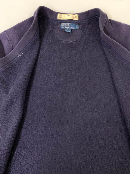 【中古品】【メンズ】 POLO RALPH LAUREN ポロ ラルフローレン 90S LS SWEAT CARDIGAN 90年代 ロングスリーブ スウェット カーディガン 146-260728-hu-18-min サイズ：L カラー：ネイビー(色あせ) 万代Net店