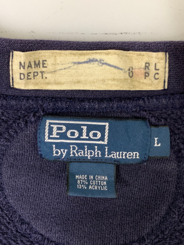 【中古品】【メンズ】 POLO RALPH LAUREN ポロ ラルフローレン 90S LS SWEAT CARDIGAN 90年代 ロングスリーブ スウェット カーディガン 146-260728-hu-18-min サイズ：L カラー：ネイビー(色あせ) 万代Net店