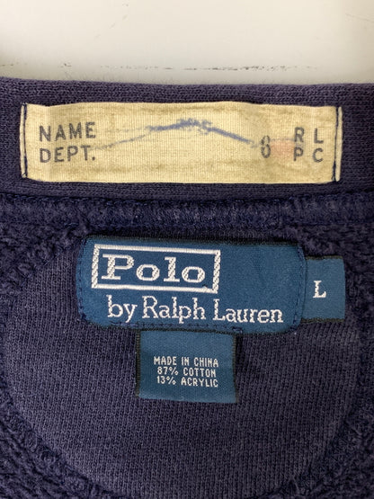 【中古品】【メンズ】 POLO RALPH LAUREN ポロ ラルフローレン 90S LS SWEAT CARDIGAN 90年代 ロングスリーブ スウェット カーディガン 146-260728-hu-18-min サイズ：L カラー：ネイビー(色あせ) 万代Net店