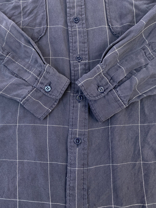 【中古品】【メンズ】 POLO RALPH LAUREN ポロ ラルフローレン 90S LS RAYON SHIRT 90年代 長袖 レーヨンシャツ トップス 146-260727-jt-03-min サイズ：M カラー：ネイビー 万代Net店