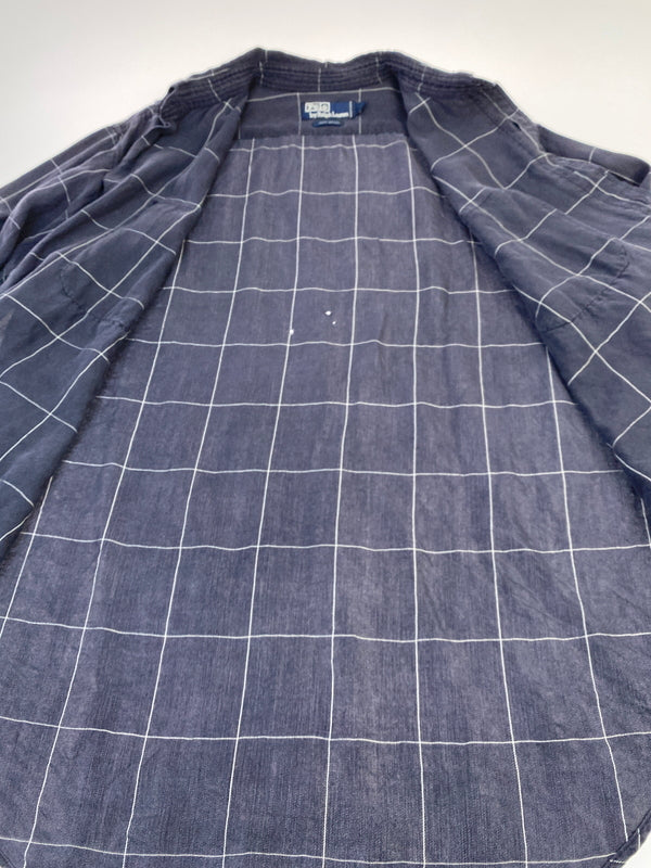【中古品】【メンズ】 POLO RALPH LAUREN ポロ ラルフローレン 90S LS RAYON SHIRT 90年代 長袖 レーヨンシャツ トップス 146-260727-jt-03-min サイズ：M カラー：ネイビー 万代Net店