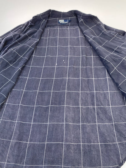 【中古品】【メンズ】 POLO RALPH LAUREN ポロ ラルフローレン 90S LS RAYON SHIRT 90年代 長袖 レーヨンシャツ トップス 146-260727-jt-03-min サイズ：M カラー：ネイビー 万代Net店