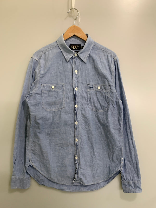 【中古品】【メンズ】 RRL ダブルアールエル LS シャンブレーシャツ ロングスリーブ 長袖シャツ 145-260728-hu-22-min サイズ：M カラー：ライトブルー系 万代Net店