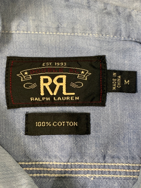 【中古品】【メンズ】 RRL ダブルアールエル LS シャンブレーシャツ ロングスリーブ 長袖シャツ 145-260728-hu-22-min サイズ：M カラー：ライトブルー系 万代Net店
