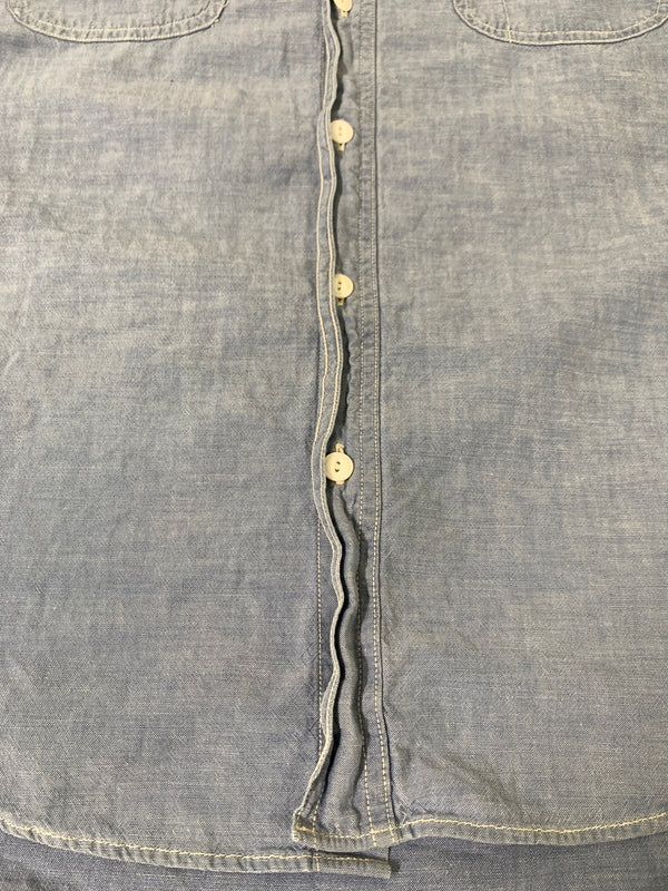 【中古品】【メンズ】 RRL ダブルアールエル LS シャンブレーシャツ ロングスリーブ 長袖シャツ 145-260728-hu-22-min サイズ：M カラー：ライトブルー系 万代Net店