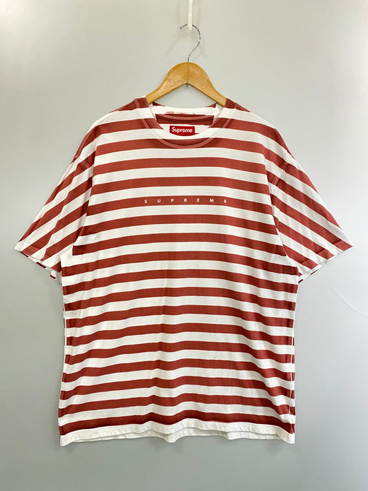 【中古品】【メンズ】 SUPREME シュプリーム 24SS OVER PRINT STRIPE S/S TEE オーバープリント ストライプ ショートスリーブTシャツ 半袖Tシャツ トップス 149-260731-yn-19-min サイズ：L カラー：ホワイト/レッド 万代Net店