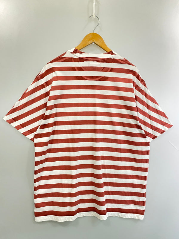 【中古品】【メンズ】 SUPREME シュプリーム 24SS OVER PRINT STRIPE S/S TEE オーバープリント ストライプ ショートスリーブTシャツ 半袖Tシャツ トップス 149-260731-yn-19-min サイズ：L カラー：ホワイト/レッド 万代Net店