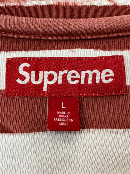 【中古品】【メンズ】 SUPREME シュプリーム 24SS OVER PRINT STRIPE S/S TEE オーバープリント ストライプ ショートスリーブTシャツ 半袖Tシャツ トップス 149-260731-yn-19-min サイズ：L カラー：ホワイト/レッド 万代Net店
