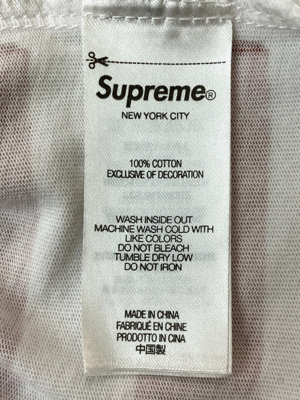 【中古品】【メンズ】 SUPREME シュプリーム 24SS OVER PRINT STRIPE S/S TEE オーバープリント ストライプ ショートスリーブTシャツ 半袖Tシャツ トップス 149-260731-yn-19-min サイズ：L カラー：ホワイト/レッド 万代Net店
