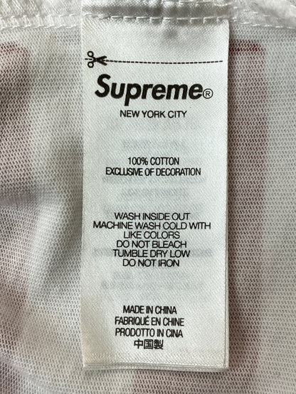 【中古品】【メンズ】 SUPREME シュプリーム 24SS OVER PRINT STRIPE S/S TEE オーバープリント ストライプ ショートスリーブTシャツ 半袖Tシャツ トップス 149-260731-yn-19-min サイズ：L カラー：ホワイト/レッド 万代Net店