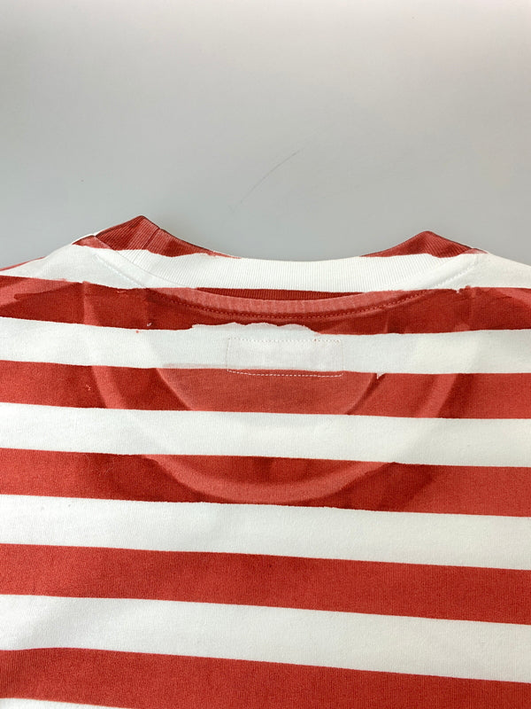 【中古品】【メンズ】 SUPREME シュプリーム 24SS OVER PRINT STRIPE S/S TEE オーバープリント ストライプ ショートスリーブTシャツ 半袖Tシャツ トップス 149-260731-yn-19-min サイズ：L カラー：ホワイト/レッド 万代Net店