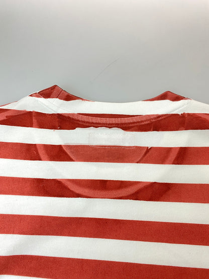【中古品】【メンズ】 SUPREME シュプリーム 24SS OVER PRINT STRIPE S/S TEE オーバープリント ストライプ ショートスリーブTシャツ 半袖Tシャツ トップス 149-260731-yn-19-min サイズ：L カラー：ホワイト/レッド 万代Net店