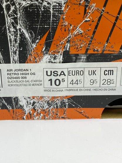 【中古品】【メンズ】 NIKE ナイキ DZ5485-008 AIR JORDAN 1 RETRO HIGH OG 靴 シューズ スニーカー 160-260729-AS-78-min サイズ：28.5cm カラー：BLACK/BLACK-SAIL-STARFISH 万代Net店